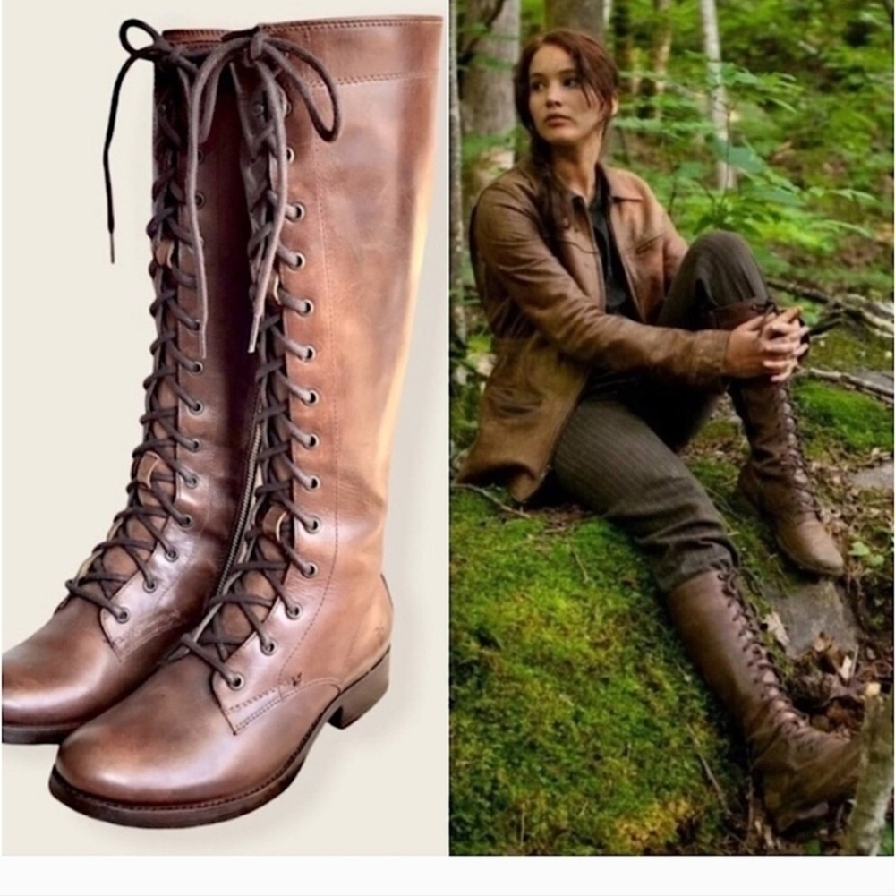 Frye Tall Melissa Lace Up Rare Katniss Everdeen Boots Womens Size 7 Hunger Games